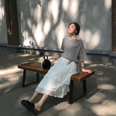 2018新款夏季半身仙女雪纺蛋糕裙chic风超火中长款裙子套装多层次