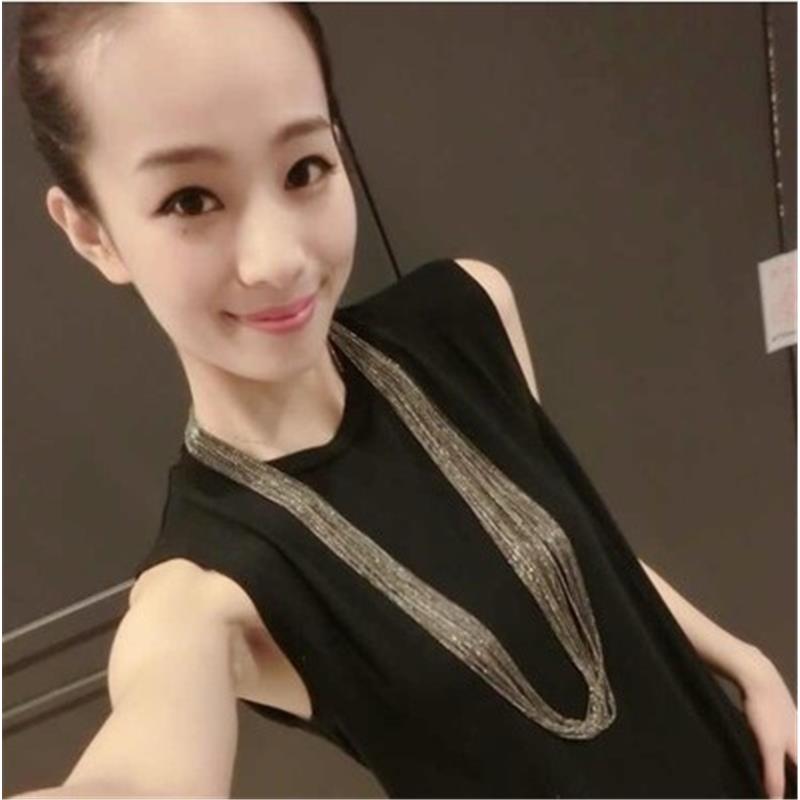 韓國新款潮流時尚百搭流蘇毛衣鏈韓版多層鏈條長款項鍊秋冬配飾女