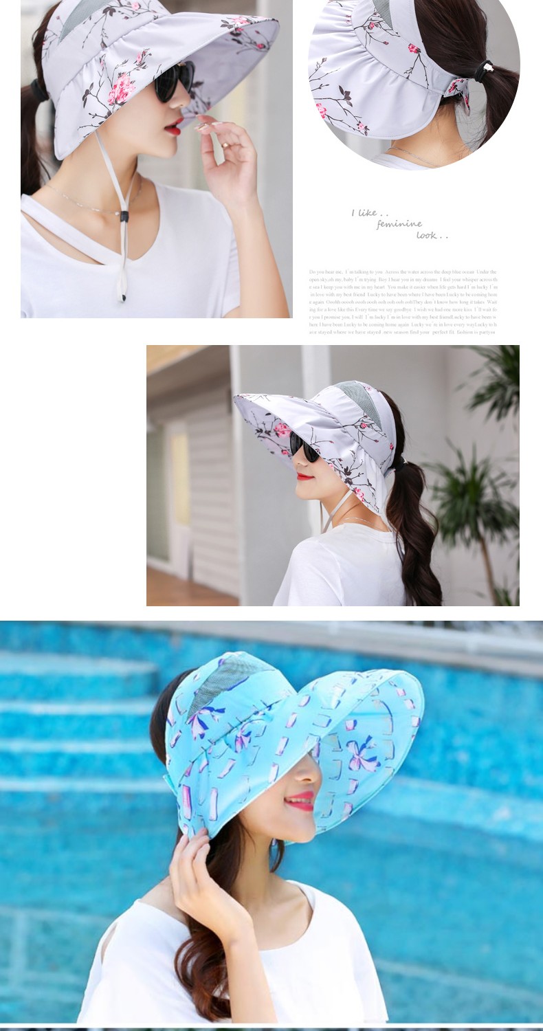卡帝乐遮阳帽子女夏天可折叠韩版防紫外线大沿空顶帽子防晒太阳帽