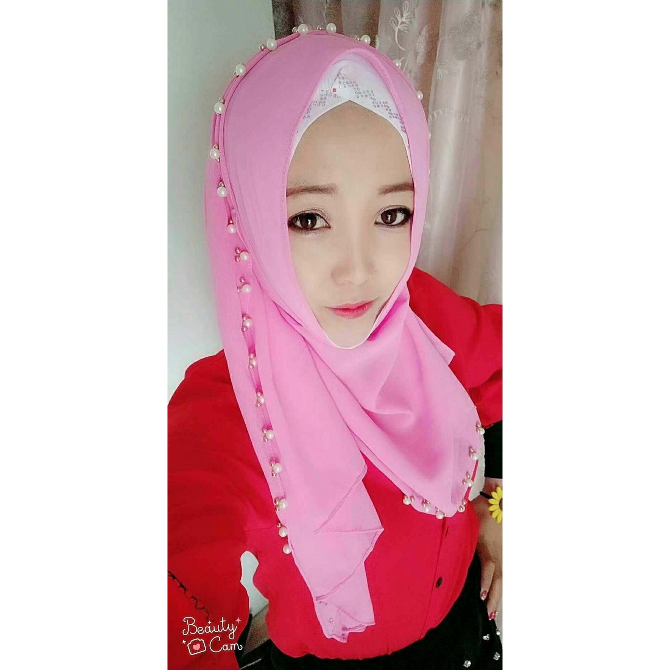 2020 Muslim new Chiffon nail beads Hui leisure cap fashion long shawl, headscarf bag, female Scarf Shawl
