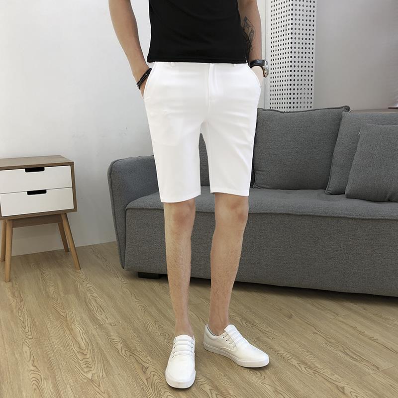 Summer suit and shorts men's white slim fit pants casual Capris men's Korean fashion Capris